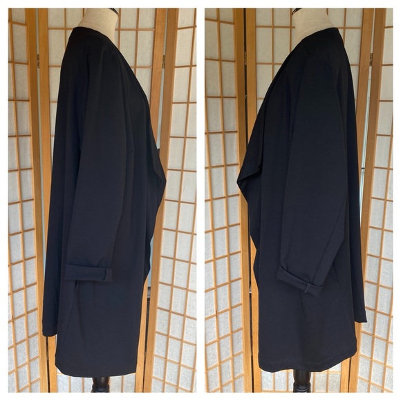 Lane Bryant Black Open Front Ponte Knit Cardigan Duster SZ 26/28 - Picture 4 of 7